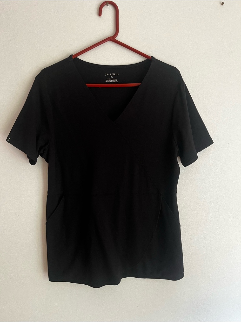 Jaanuu Black V-Neck Short Sleeve Scrub Top